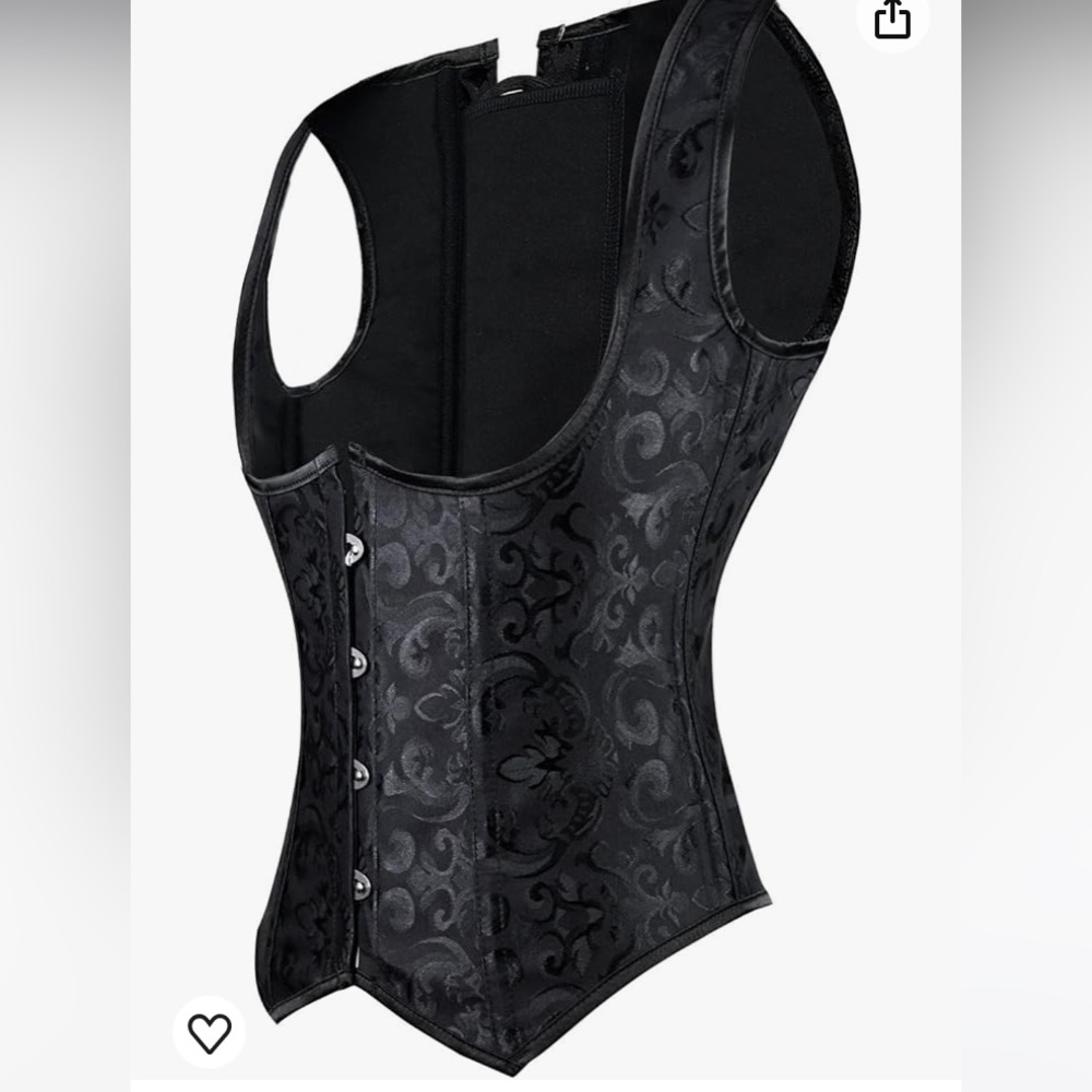 CHARMIAN NWT BROCADE CORSET WAIST CINCHER UNDER BUST VEST W/ PANTIES TIE… - Picture 5 of 10